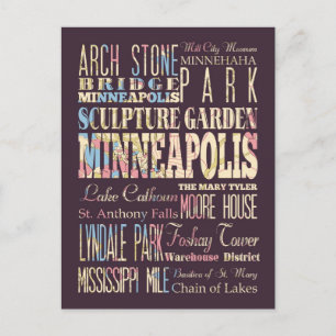 Berömd Ställe i Minneapolis, Minnesota. Vykort
