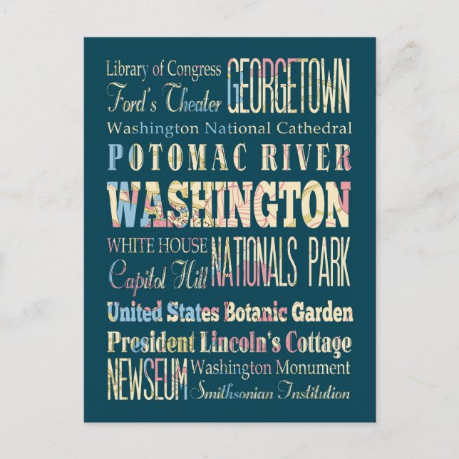 Berömd Ställe i Washington, Colombia. Vykort (Framsida)