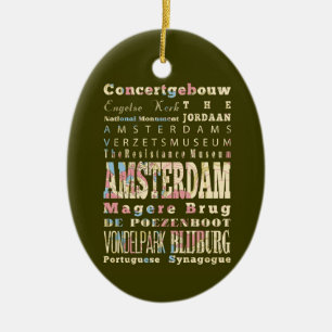 Berömd ställen av Amsterdam, Netherlands. Julgransprydnad Keramik