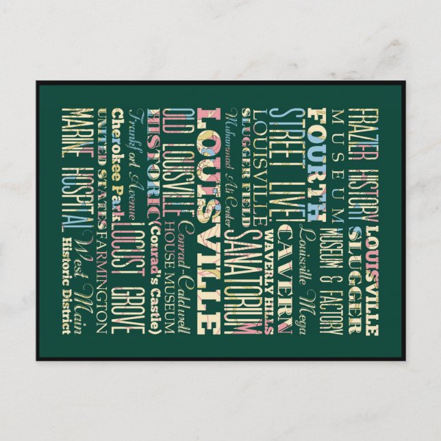 Berömd ställen av Louisville, Kentucky. Vykort (Framsida)