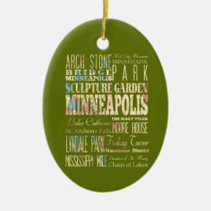 Berömd ställen av Minneapolis, Minnesota. Julgransprydnad Keramik
