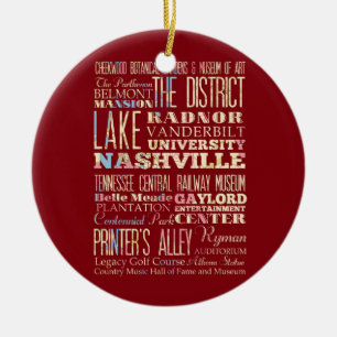 Berömd ställen av Nashville, Tennessee. Julgransprydnad Keramik