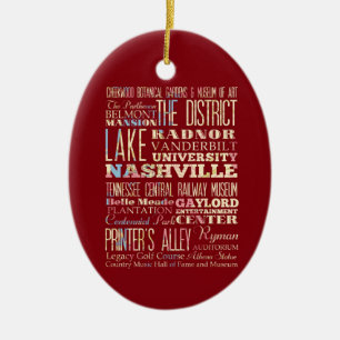 Berömd ställen av Nashville, Tennessee. Julgransprydnad Keramik
