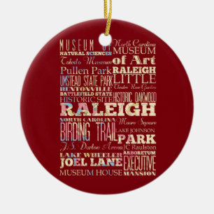 Berömd ställen av Raleigh, North Carolina. Julgransprydnad Keramik