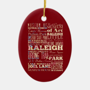 Berömd ställen av Raleigh, North Carolina. Julgransprydnad Keramik