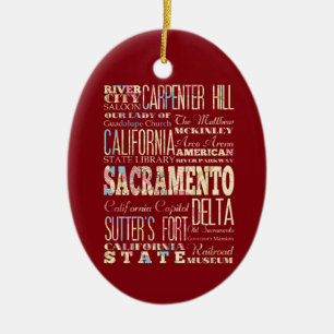 Berömd ställen av Sacramento, Kalifornien Julgransprydnad Keramik
