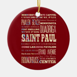 Berömd ställen av St Paul, Minnesota. Julgransprydnad Keramik