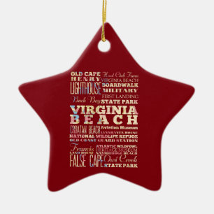 Berömd ställen av Virginia Beach, Virginia. Julgransprydnad Keramik