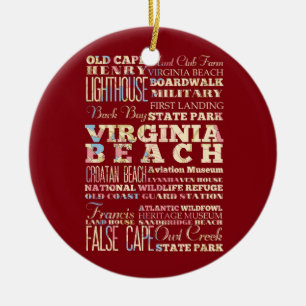 Berömd ställen av Virginia Beach, Virginia. Julgransprydnad Keramik