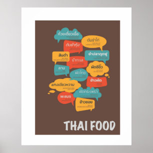Berömd Thai Food Tal Bubble Food Art Poster