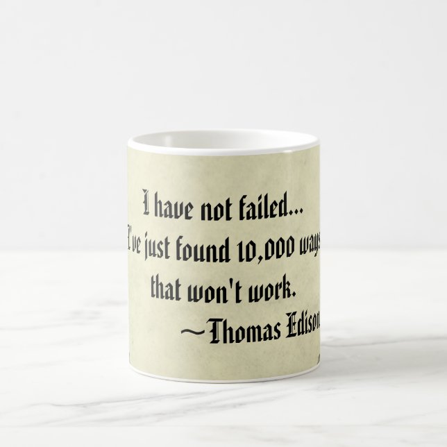 Berömd Thomas Edison Success and Failure Quote Mug Kaffemugg (Center)