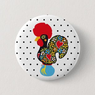 Berömd tupp av Barcelos Nr 06 - polka dots Knapp