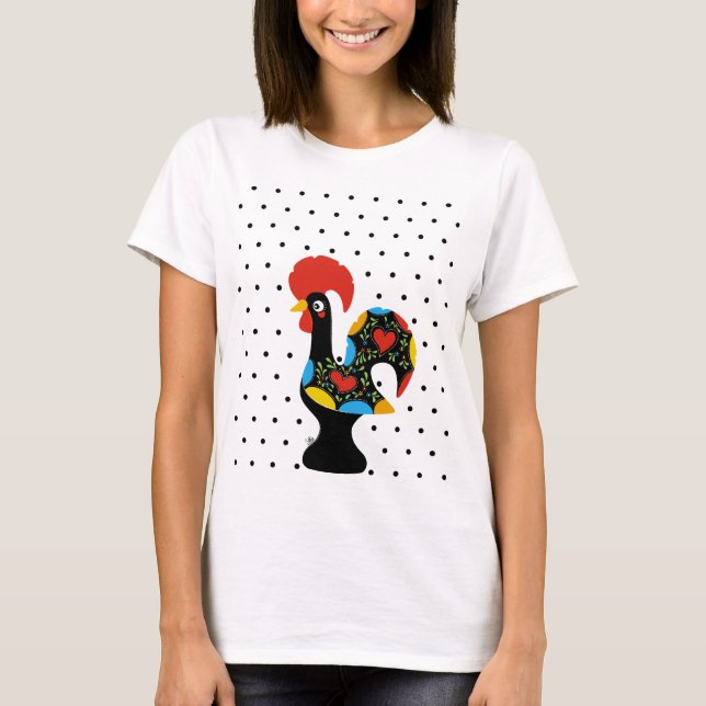 Berömd tupp av Barcelos Nr 09 - polka dots Tee (Framsida)