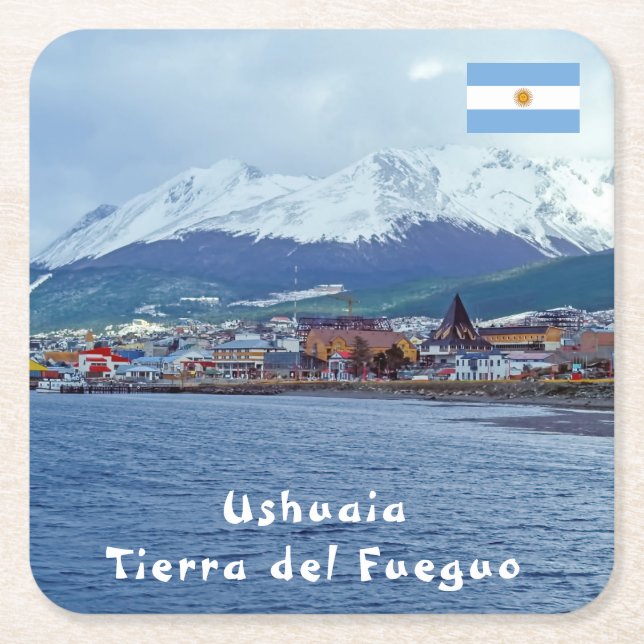 Berömd Ushuaia - Tierra del Fuego, Argentina Underlägg Papper Kvadrat (Framsidan)
