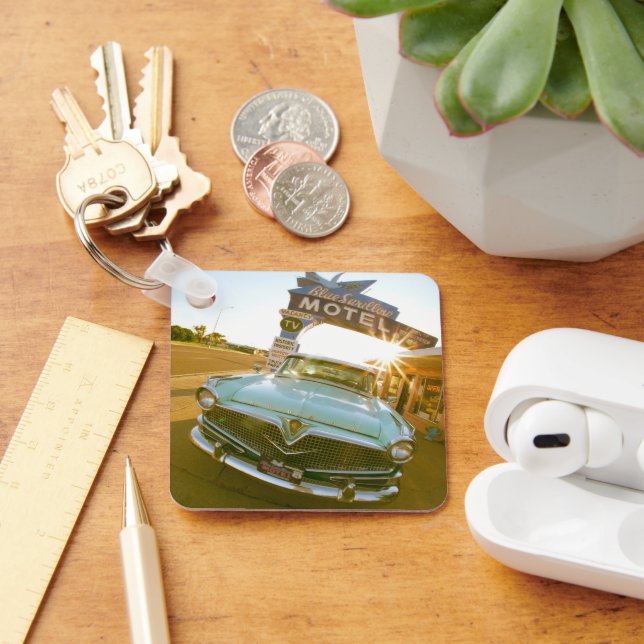 Berömda Blue Swallow Motel på Route 66 Nyckelring (Skrivbord)