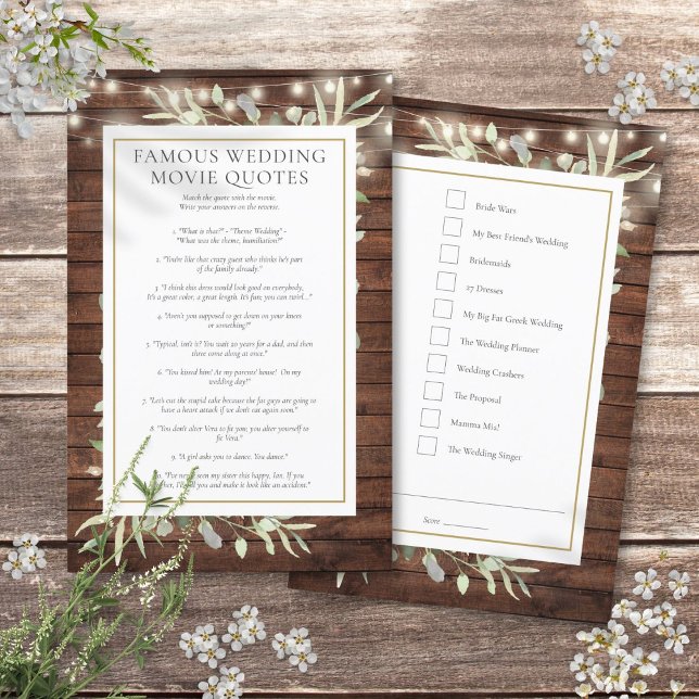 Berömda Filmcitat Bröllopsduschspel (Famous Movie Quotes Bridal Shower Game)