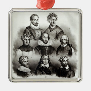 Berömda författare, 1833 julgransprydnad metall