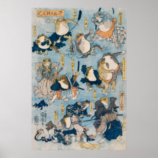 Berömda Kabuki-groddjur - Kuniyoshi Poster