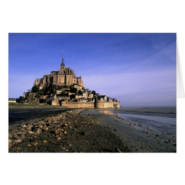 Berömda Le Mont St. Michel-öborgets fästning i Hälsningskort (Framsidan Horizontal)