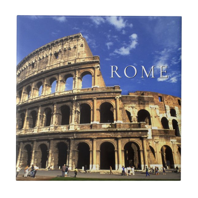 Berömda ruiner av Colosseum | Rom Italien Kakelplatta (Framsidan)