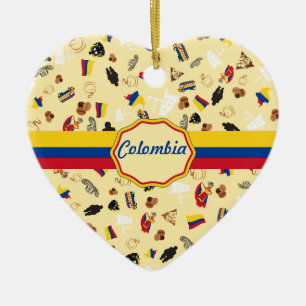 Berömda symboler av Colombia med flaggabanret Julgransprydnad Keramik