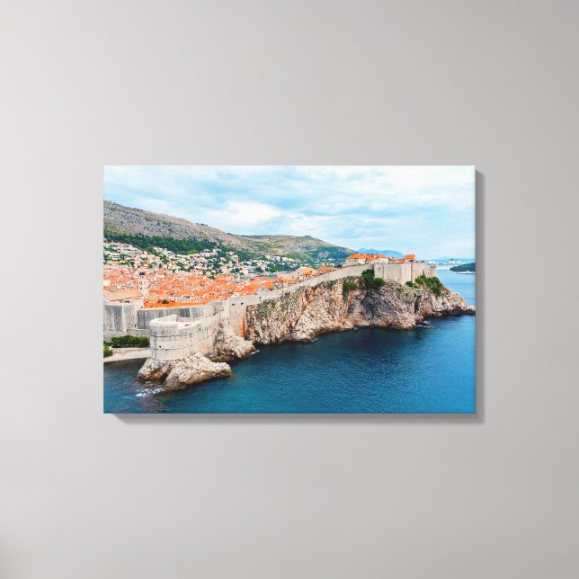 Berömda tak och murar i Dubrovniks gamla stad - Kr Canvastryck (Framsida)