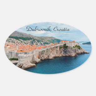 Berömda tak och murar i Dubrovniks gamla stad - Kr Ovalt Klistermärke