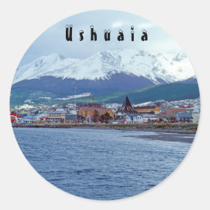 Berömda Ushuaia - Tierra del Fuego, Argentina Runt Klistermärke