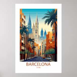 Berömden Barcelona Spanien Travel Ställe Poster