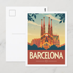 Berömden Barcelona Spanien-Vintage Travel Ställe Vykort