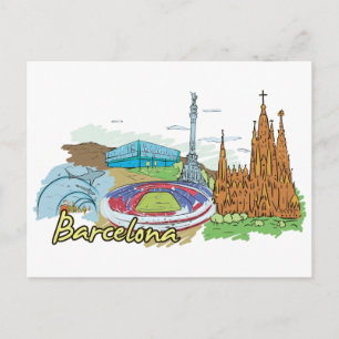 Berömden Barcelona Spanien Vykort