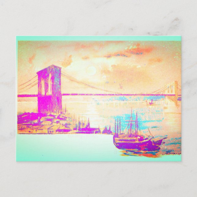 Berömden Brooklyn Bridge Vykort (Framsida)