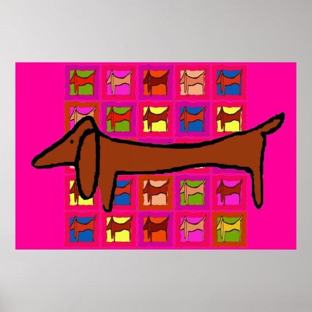 Berömden Dachshund Abstrakt Quilt Poster (Framsidan)