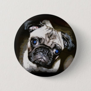 berömvärd pug ansikte knapp