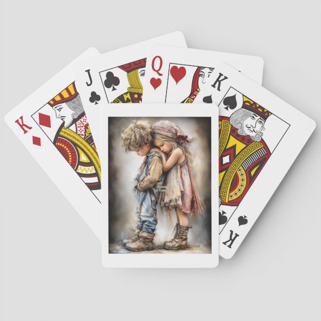 Berörande Barn Vänskaps Fleecefilt Casinokort (Baksidan)