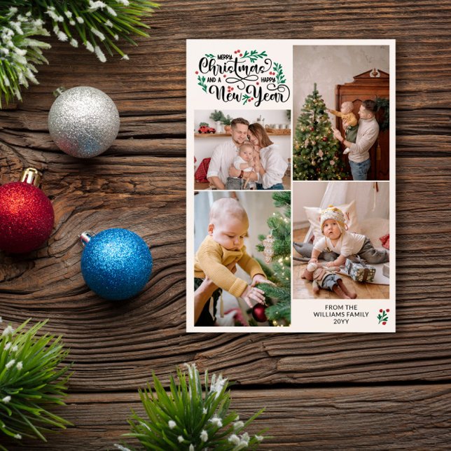 Berries 4 Foton God jul Gott nytt år Julkort (Skapare uppladdad)