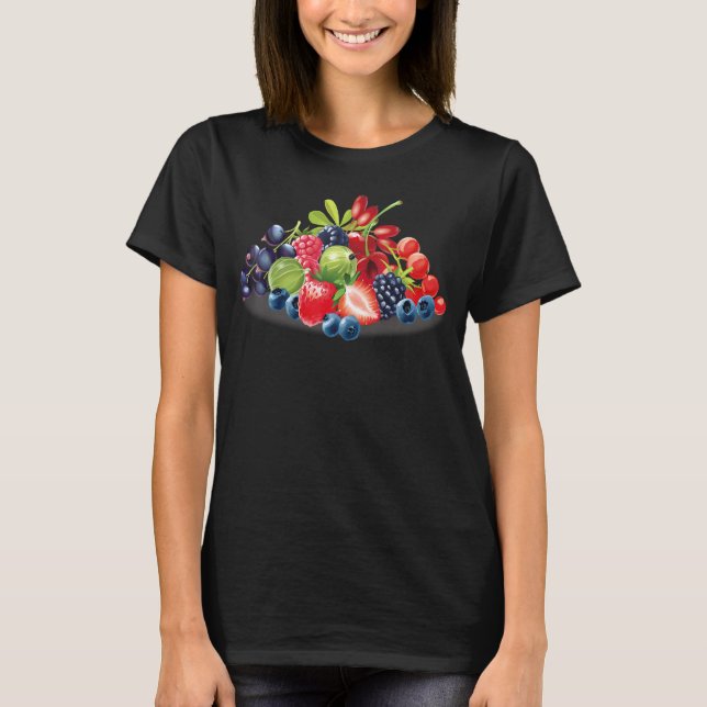 Berries All Kinds Strawberry Blueberry Raspberry T Shirt (Framsida)