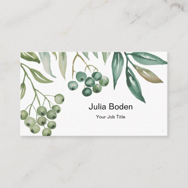 Berries and Branches Watercolor Classic Visitkort (Framsida)