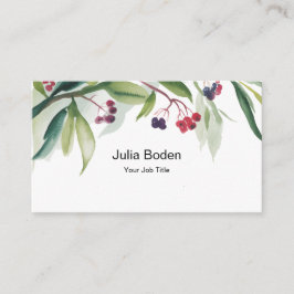 Berries and Branches Watercolor Rustic Visitkort