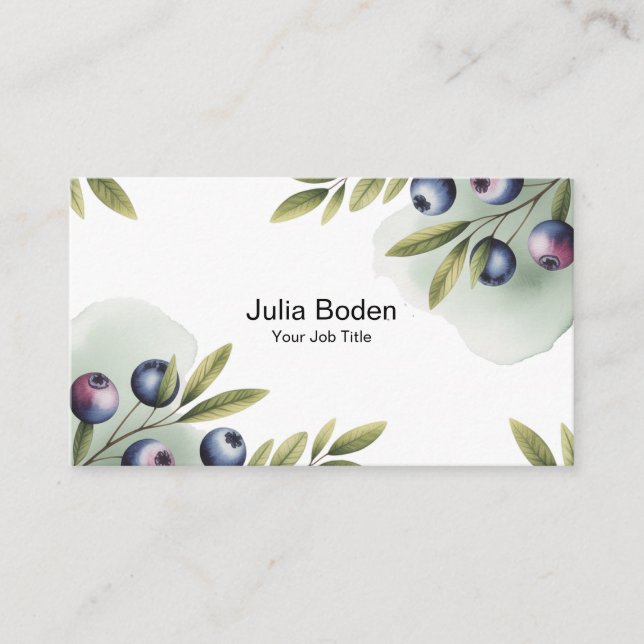 Berries and Branches Watercolor Splash Visitkort (Framsida)