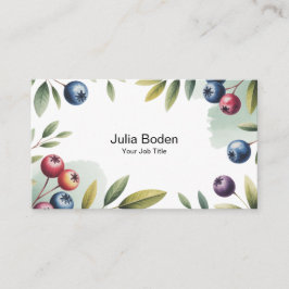 Berries and Branches Watercolor Surround Visitkort