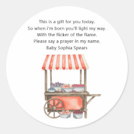 Berries baby shower - Prayer candle label Runt Klistermärke