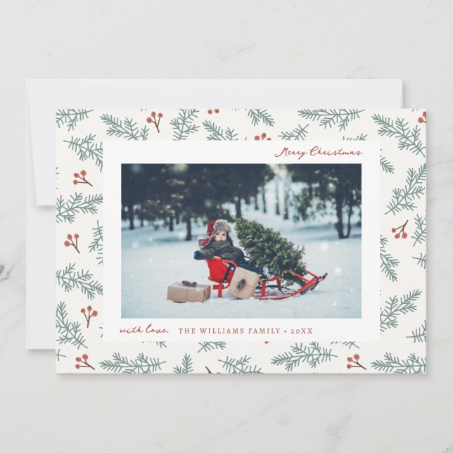 Berries botaniskt Helgdag Card Julkort (Framsida)