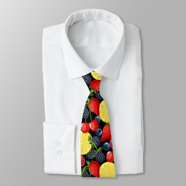 Berries & Citrus Pattern Men’s Necktie Slips (Bunden)