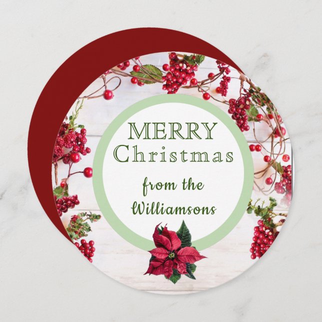 Berries God jul botaniskt kort (Fram/baksida)