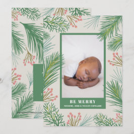 Berries Gräs Helgdag Photo Tillkännagivande för fö Julkort