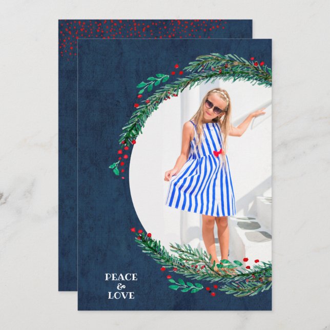 Berries Gräs, julfoto för krans Julkort (Fram/baksida)