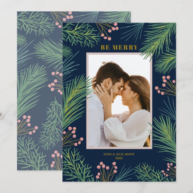 Berries Gräs Photo jul Julkort (Fram/baksida)