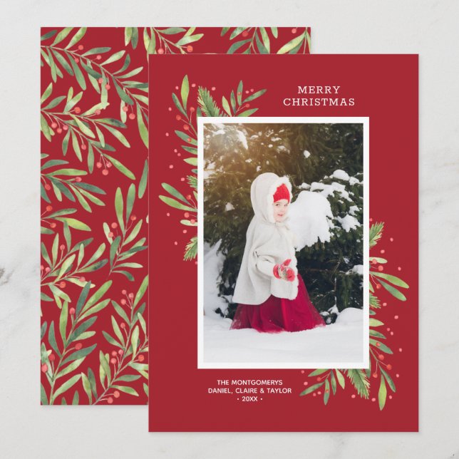 Berries julfoto julkort (Fram/baksida)