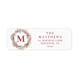 Berries Monogram Helgdag Returadress Etikett